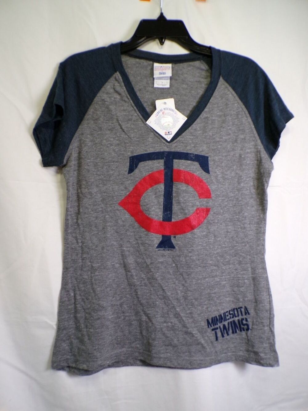 Campus Lifestyle Minnesota Twins Women's Raglan T-Shirt XL Gray Navy